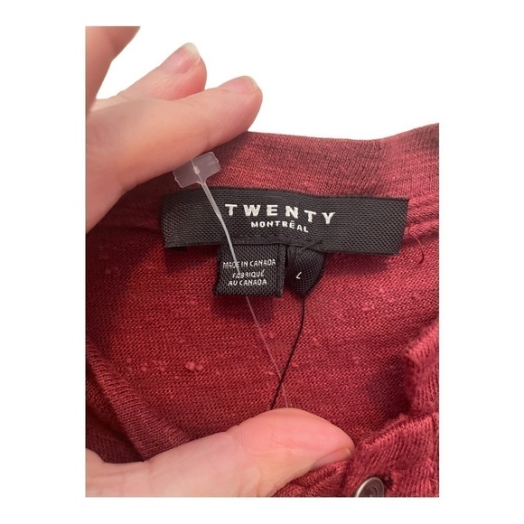 Twenty Montreal Men's Red Long Sleeve Tee Button Slub Henley - Picture 10 of 13